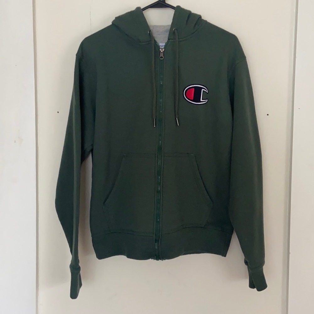 Green Champion Zip Up Sweatshirt
